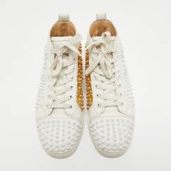 Christian Louboutin White Leather Louis Spikes High Top Sneakers Size 39.5