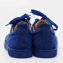 مملوكة مسبقًا Christian Louboutin Blue Suede Louis Junior Spike Low Top Sneakers Size 40.5