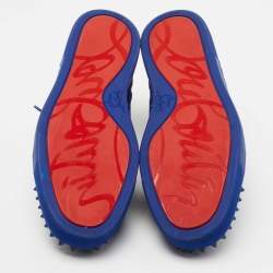 مملوكة مسبقًا Christian Louboutin Blue Suede Louis Junior Spike Low Top Sneakers Size 40.5