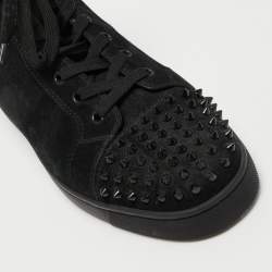 مملوكة مسبقًا Christian Louboutin Black Suede Lou Spikes High Top Sneakers Size 44