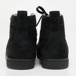 مملوكة مسبقًا Christian Louboutin Black Suede Lou Spikes High Top Sneakers Size 44
