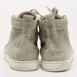 Pre Owned Christian Louboutin Grey Suede Louis Orlato High Top Sneakers Size 41.5 