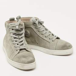 Pre Owned Christian Louboutin Grey Suede Louis Orlato High Top Sneakers Size 41.5 