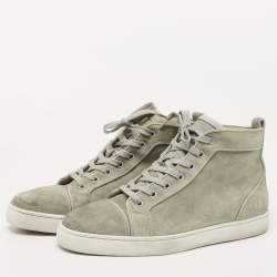 Pre Owned Christian Louboutin Grey Suede Louis Orlato High Top Sneakers Size 41.5 