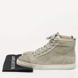 Pre Owned Christian Louboutin Grey Suede Louis Orlato High Top Sneakers Size 41.5 