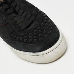 Christian Louboutin Black Suede Happyrui Spike Sneakers Size 41.5  