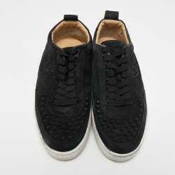 Christian Louboutin Black Suede Happyrui Spike Sneakers Size 41.5  