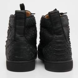 Christian Louboutin Black Python Louis Orlato High Top Sneakers Size 41.5  