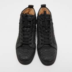 Christian Louboutin Black Python Louis Orlato High Top Sneakers Size 41.5  