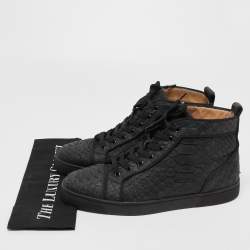 Christian Louboutin Black Python Louis Orlato High Top Sneakers Size 41.5  