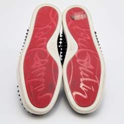 Pre Owned Christian Louboutin Black Leather Louis Junior Spikes High Top Sneakers Size 44