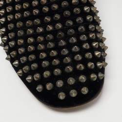 Pre Owned Christian Louboutin Black Velvet Dandelion Spike Loafers Size 42
