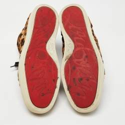 Christian Louboutin Two Tone Leopard Print Calf Hair Rantus Orlato High Top Sneakers Size 43