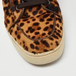 Christian Louboutin Two Tone Leopard Print Calf Hair Rantus Orlato High Top Sneakers Size 43