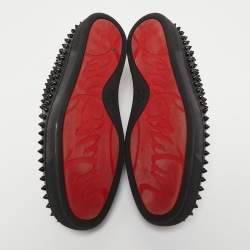 Pre Owned Christian Louboutin Black Leather Roller Boat Sneakers Size 42.5