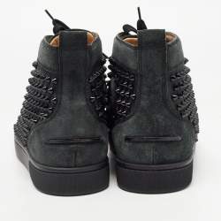 Christian Louboutin Black Suede Spike Louis Orlato High Top Sneakers Size 40