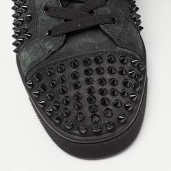 Christian Louboutin Black Suede Spike Louis Orlato High Top Sneakers Size 40