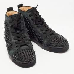 Christian Louboutin Black Suede Spike Louis Orlato High Top Sneakers Size 40