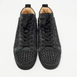 Christian Louboutin Black Suede Spike Louis Orlato High Top Sneakers Size 40