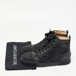 Christian Louboutin Black Suede Spike Louis Orlato High Top Sneakers Size 40