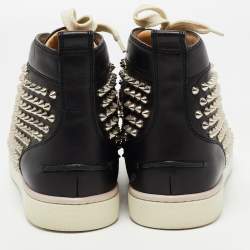 Christian Louboutin Black Leather Spike Louis Orlato High Top Sneakers Size 40