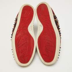Pre Owned Christian Louboutin Burgundy Suede Louis Spikes High Top Sneakers Size 39