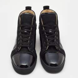 مملوكة  مسبقًا Christian Louboutin Black Patent leather and Fabric High Top Sneakers Size 44