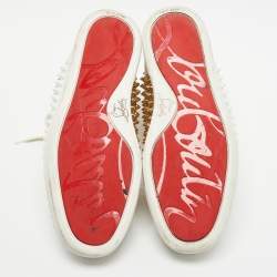 Christian Louboutin Gold/White Leather Louis Spikes High Top Sneakers Size 41