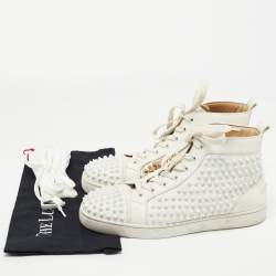 Christian Louboutin Gold/White Leather Louis Spikes High Top Sneakers Size 41
