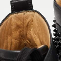 Pre Owned Christian Louboutin Black Leather Louis Spike High Top Sneakers Size 46