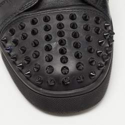 Pre Owned Christian Louboutin Black Leather Louis Spike High Top Sneakers Size 46
