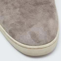 Christian Louboutin Grey Suede Buckle Low Top Sneakers Size 43
