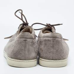 Christian Louboutin Grey Suede Buckle Low Top Sneakers Size 43