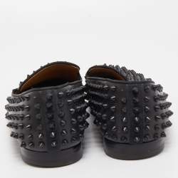 Christian Louboutin Black Leather Dandelion Spikes Smoking Slippers Size 43
