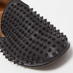 Christian Louboutin Black Leather Dandelion Spikes Smoking Slippers Size 43