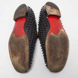 Christian Louboutin Black Leather Dandelion Spikes Smoking Slippers Size 43
