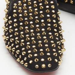 Christian Louboutin Black Suede Roller Boat Spike Loafers Size  41