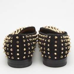 Christian Louboutin Black Suede Roller Boat Spike Loafers Size  41