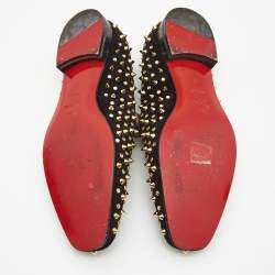 Christian Louboutin Black Suede Roller Boat Spike Loafers Size  41