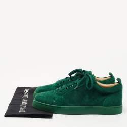 Christian Louboutin Green Suede Louis Junior Sneakers Size 40 