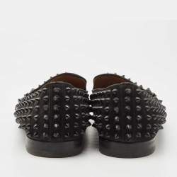 Pre Owned Christian Louboutin Black Suede Dandelion Spike Smoking Slippers Size 42.5