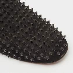 Pre Owned Christian Louboutin Black Suede Dandelion Spike Smoking Slippers Size 42.5
