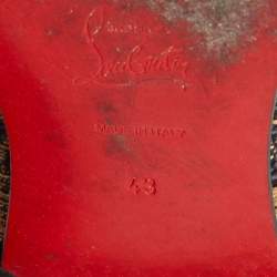 Pre Owned Christian Louboutin Black/Gold Raffia Animal Print Loafers Size 43