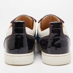 Christian Louboutin Multicolor Glitter, Mesh and Patent Leather Louis Junior Spikes Low Top Sneakers Size 41.5