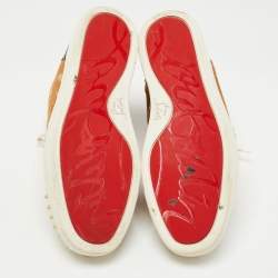 Pre Owned Christian Louboutin Multicolor Calf hair And Patent Leather Louis Spikes High Top Sneakers Size 44