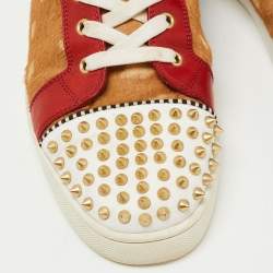 Pre Owned Christian Louboutin Multicolor Calf hair And Patent Leather Louis Spikes High Top Sneakers Size 44