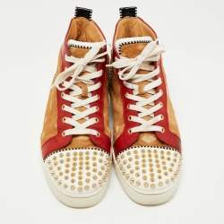 Pre Owned Christian Louboutin Multicolor Calf hair And Patent Leather Louis Spikes High Top Sneakers Size 44