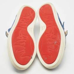 Pre Owned Christian Louboutin Blue Suede Buckle Sneakers Size 43.5