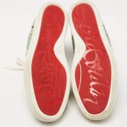 Christian Louboutin Green/Blue Hand Painted Python Inferno Sneakers Size 43.5