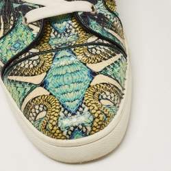 Christian Louboutin Green/Blue Hand Painted Python Inferno Sneakers Size 43.5